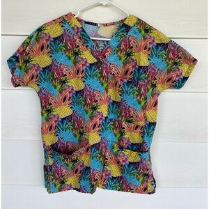 Colorful Tropical Print Women's Short Sleeve Top